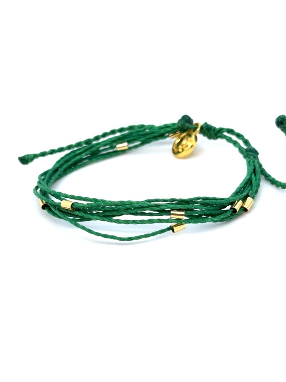 Pura Vida Green with Gold Beads Bracelet
